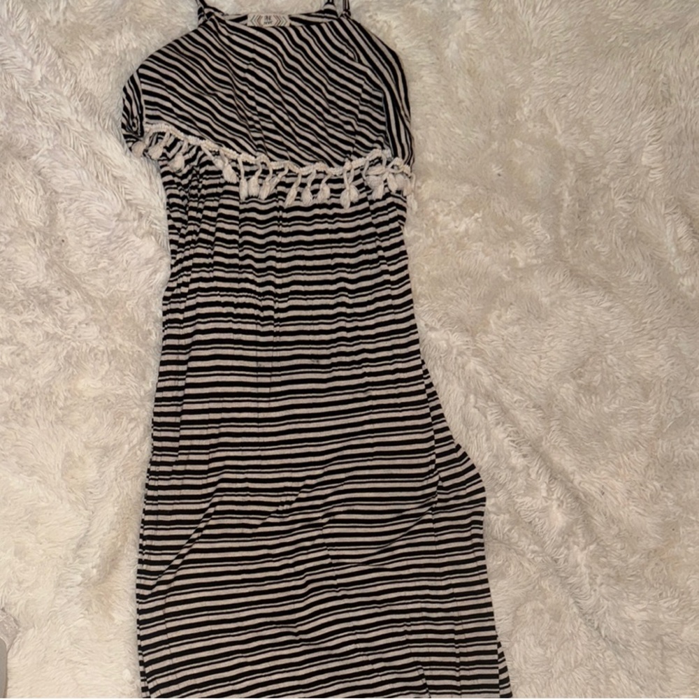 Pink Rose Black and White Ruffled Bodycon Sundress